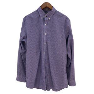 LL Bean Wrinkle-Free Twill Sport Shirt Check Blue